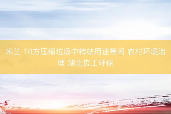 米兰 10方压缩垃圾中转站用途等闲 农村环境治理 湖北良工环保
